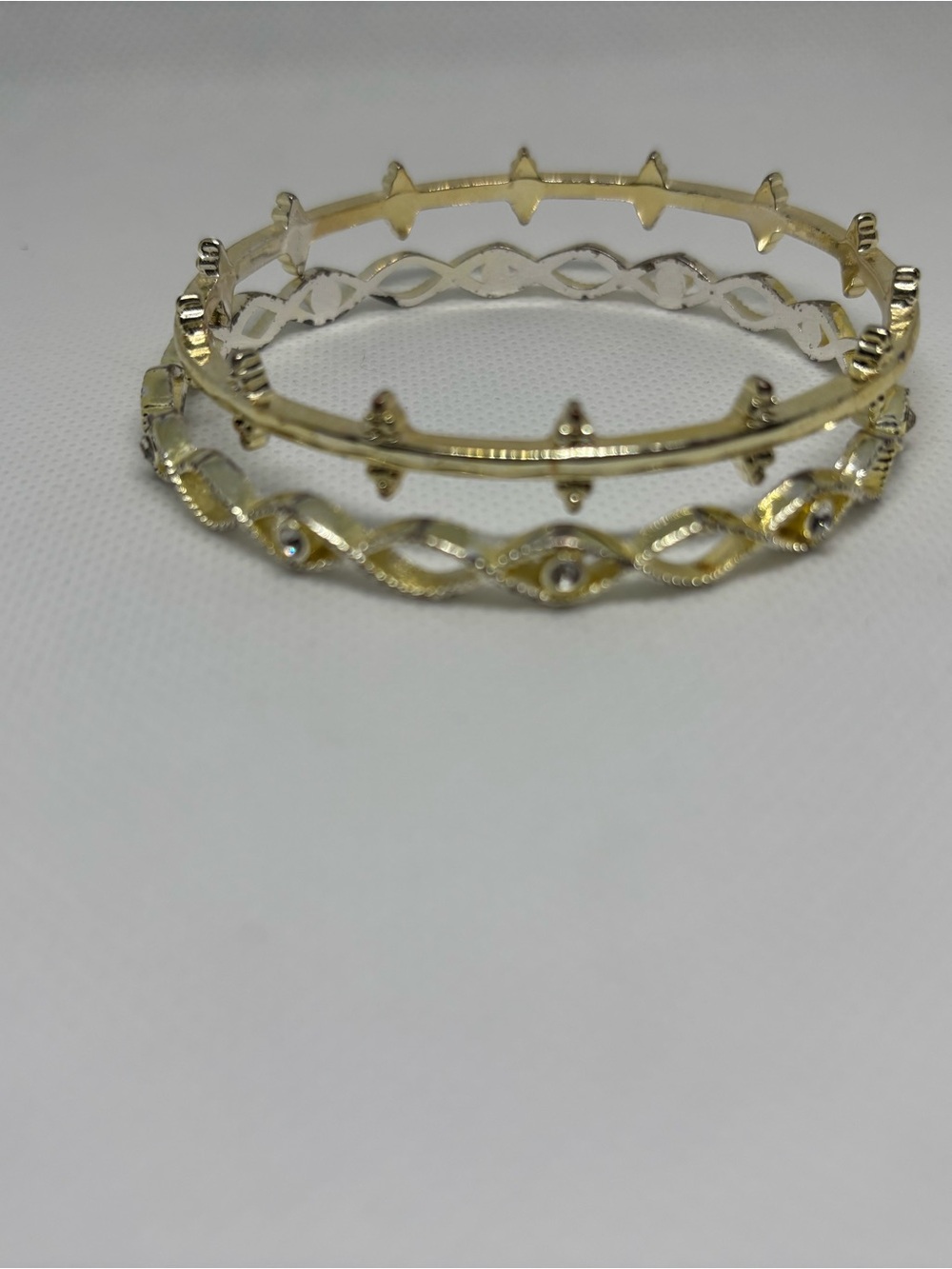 Anne Klein Gold-Tone Spiked and Twisted Bangle Set - Picture 2 of 3
